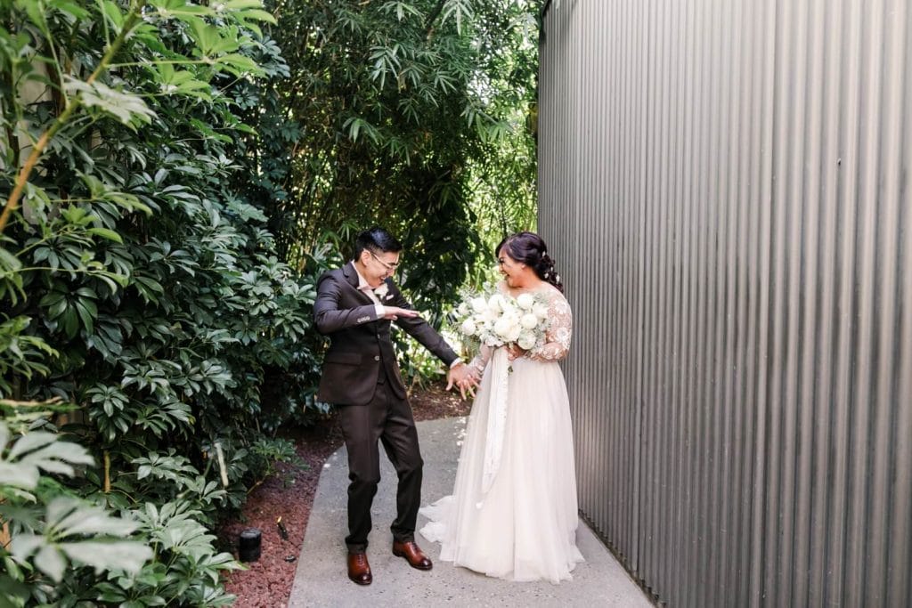 Millwick wedding first look